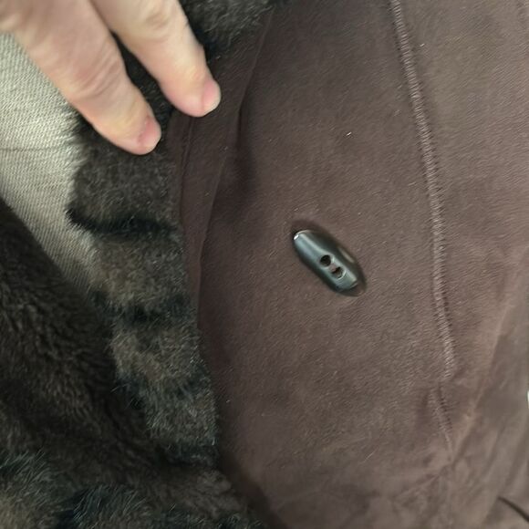 Jones New York Women’s Brown Soft Suede Leather Faux Fur Winter Coat Jacket S - Picture 14 of 16